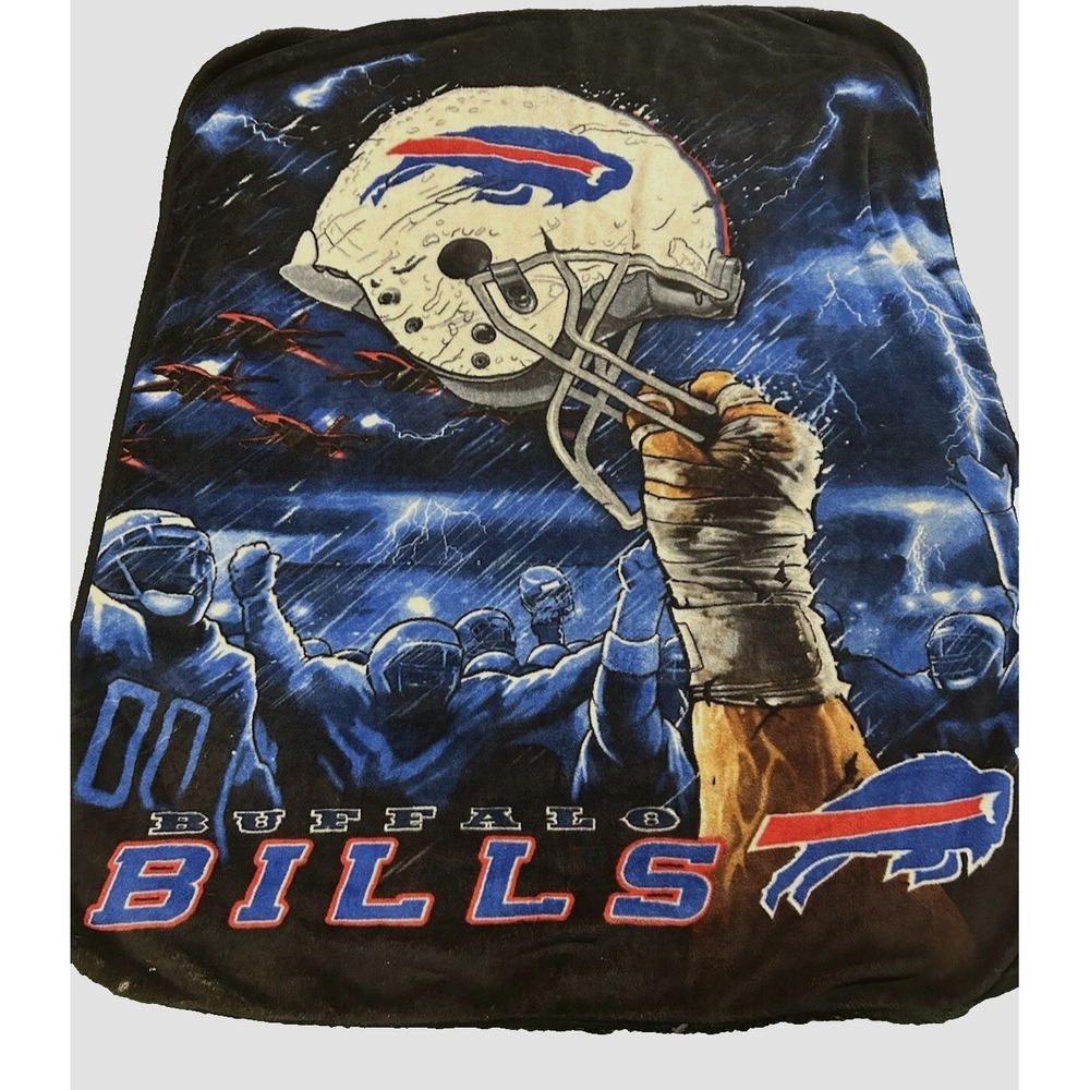 Buffalo Bills NFL 73"x58" Helmet Hand Flannel Fleece Blanket Vintage Northwest